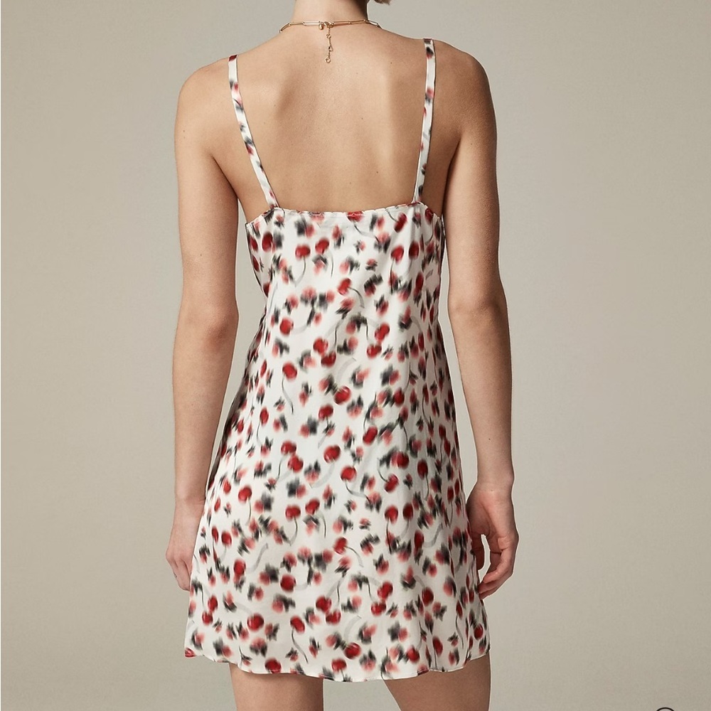 J Crew Soft shine slip dress in blurry cherry print babydoll coquette - Picture 3 of 9